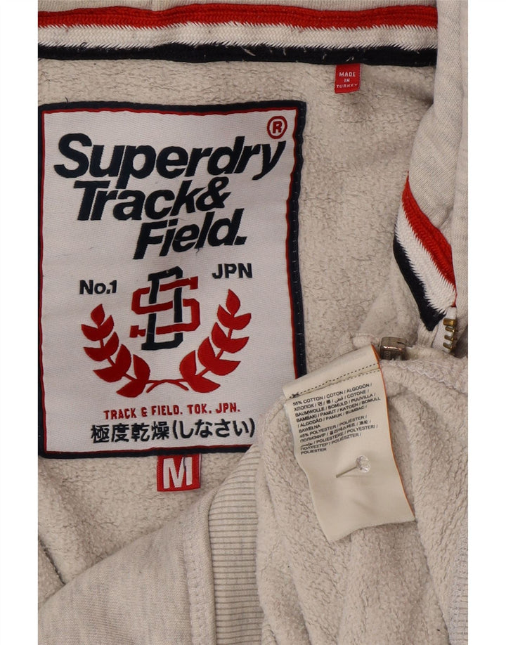 Superdry Womens Graphic Zip Hoodie Sweater UK 14 Medium Grey Cotton