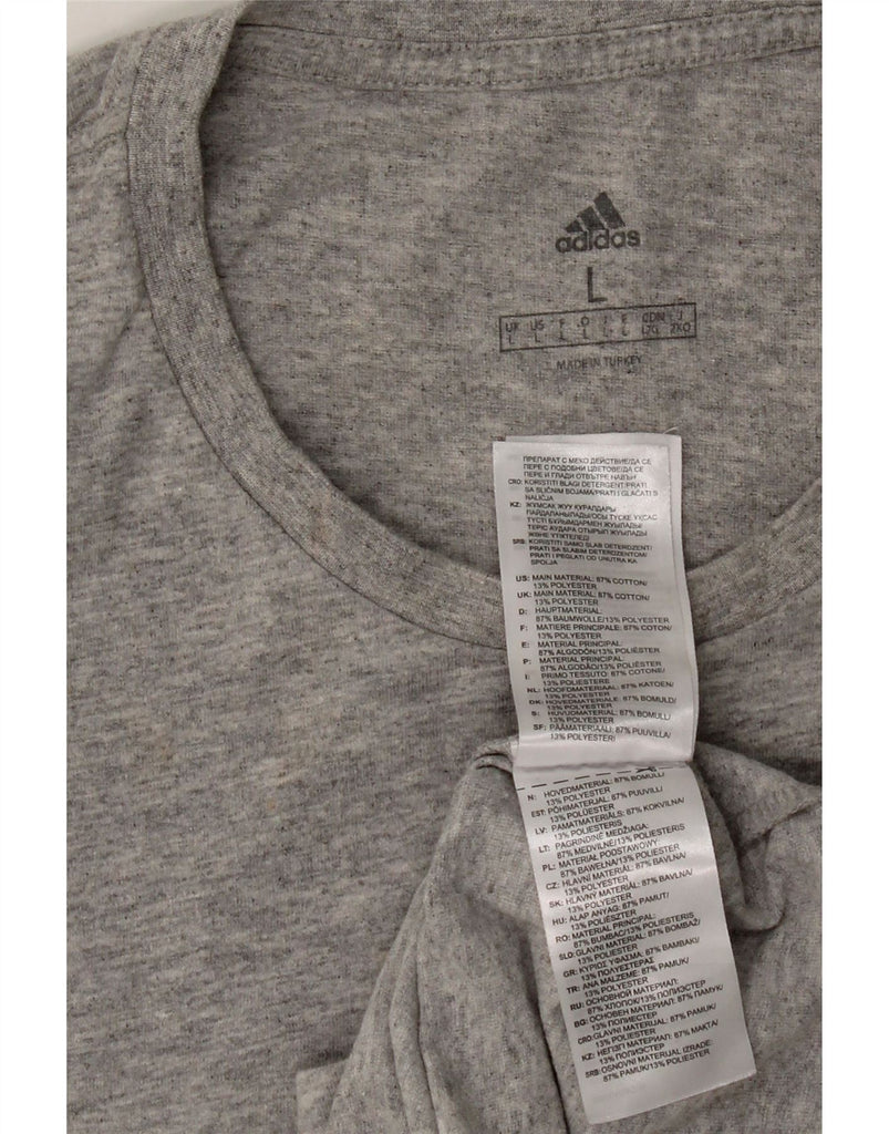 ADIDAS Mens Graphic T-Shirt Top Large Grey Cotton Vintage Adidas and Second-Hand Adidas from Messina Hembry 