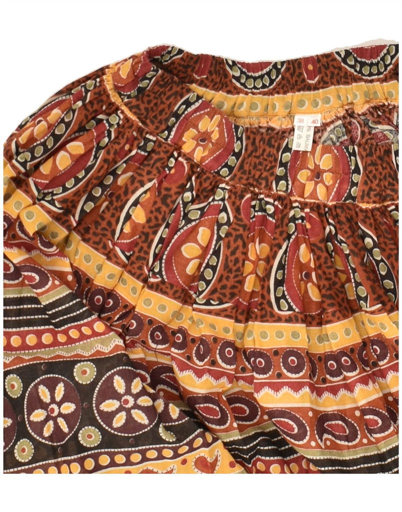 VINTAGE Womens Flared Skirt IT 40 Small W26 Brown Paisley Cotton | Vintage Vintage | Thrift | Second-Hand Vintage | Used Clothing | Messina Hembry 