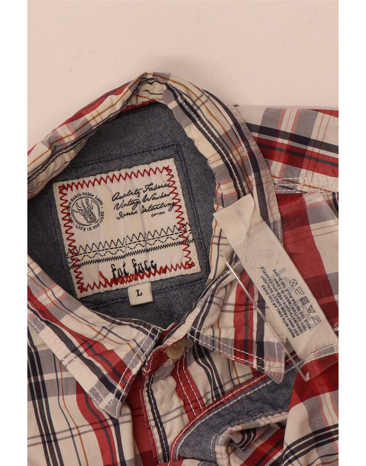 Fat Face Mens Short Sleeve Shirt Large Red Check Cotton