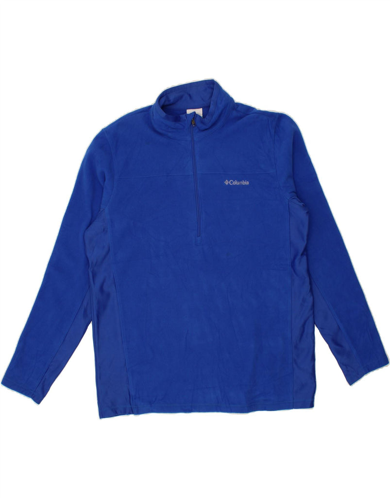 COLUMBIA Mens Zip Neck Fleece Jumper Large Blue Polyester Vintage Columbia and Second-Hand Columbia from Messina Hembry 