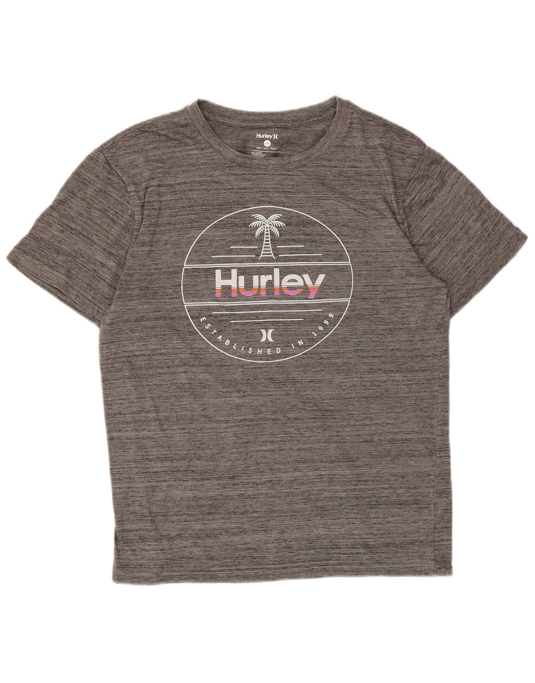 Hurley Womens Petit Graphic T-Shirt Top UK 10 Small Grey Flecked Polyester