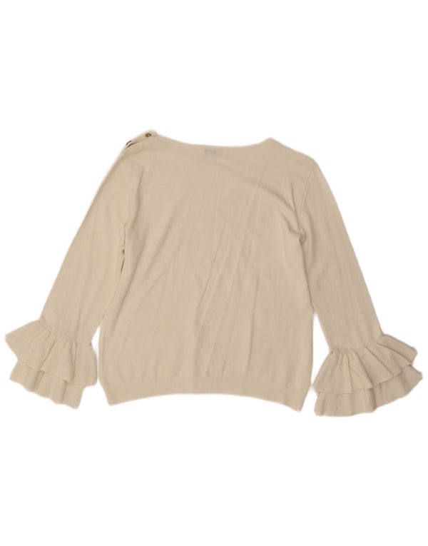 Liu Jo Womens 3/4 Sleeve Boat Neck Jumper Sweater UK 14 Large White
