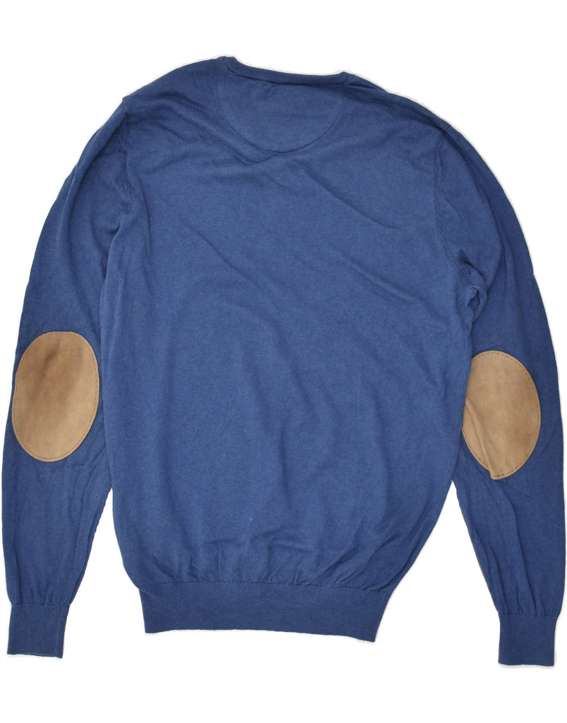 MASSIMO DUTTI Mens V-Neck Jumper Sweater Large Blue Cotton | Vintage Massimo Dutti | Thrift | Second-Hand Massimo Dutti | Used Clothing | Messina Hembry 