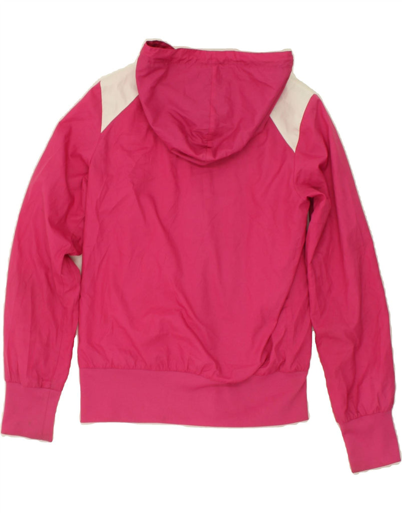 NIKE Womens Hooded Rain Jacket UK 14 Medium Pink Colourblock Polyester | Vintage Nike | Thrift | Second-Hand Nike | Used Clothing | Messina Hembry 