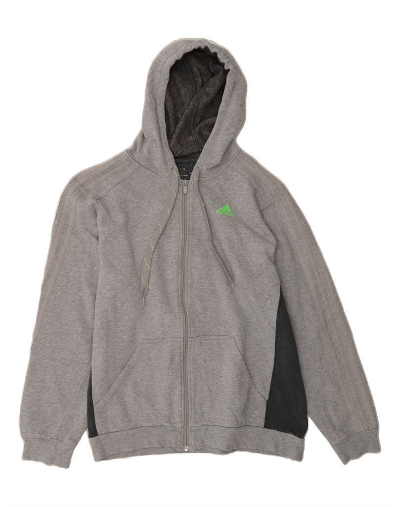 ADIDAS Mens Zip Hoodie Sweater Medium Grey Colourblock Cotton Vintage Adidas and Second-Hand Adidas from Messina Hembry 