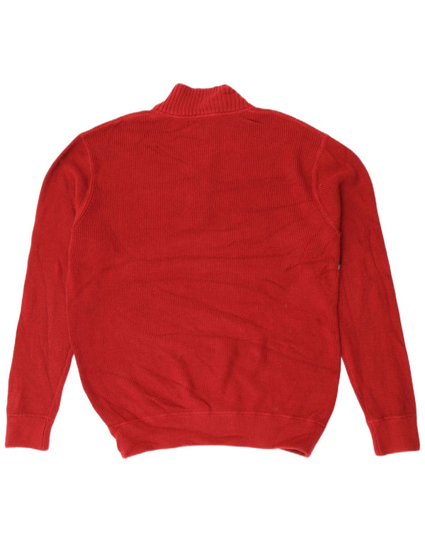 Eddie Bauer Mens Tall Zip Neck Jumper Sweater XL Red Striped Cotton