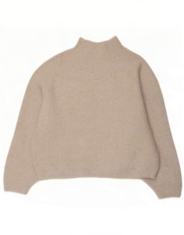 Topshop Womens 3/4 Sleeve Turtle Neck Jumper Sweater UK 10 Small Beige