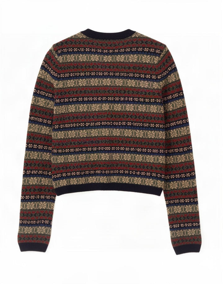Zara Womens Cardigan Sweater UK 10 Small Multicoloured Fair Isle Polyamide