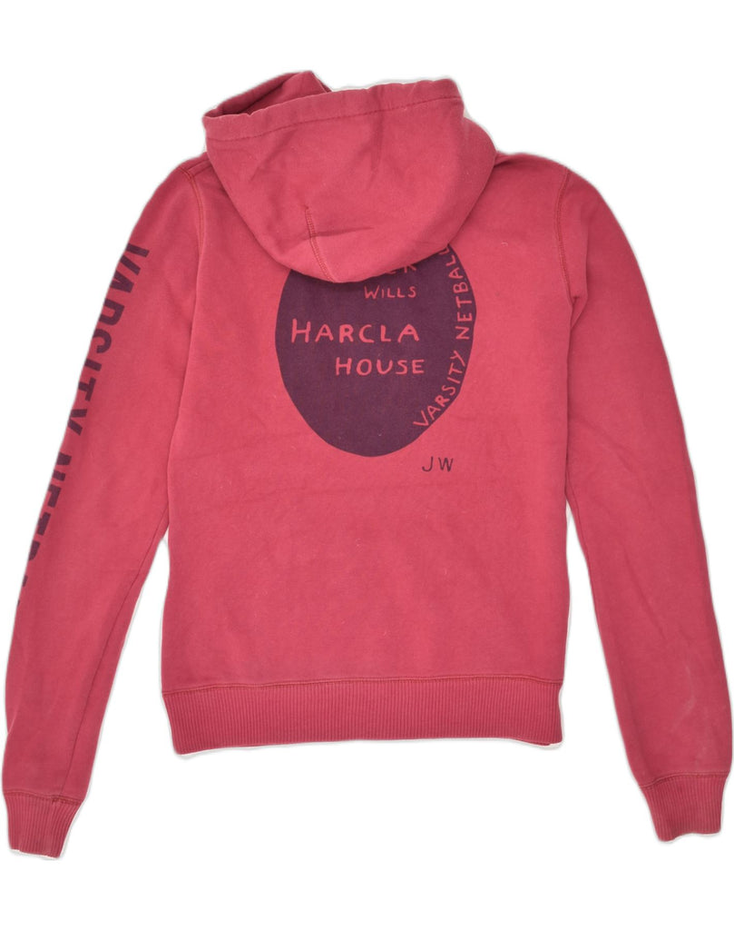 JACK WILLS Womens Graphic Hoodie Jumper UK 12 Medium Pink Cotton | Vintage Jack Wills | Thrift | Second-Hand Jack Wills | Used Clothing | Messina Hembry 