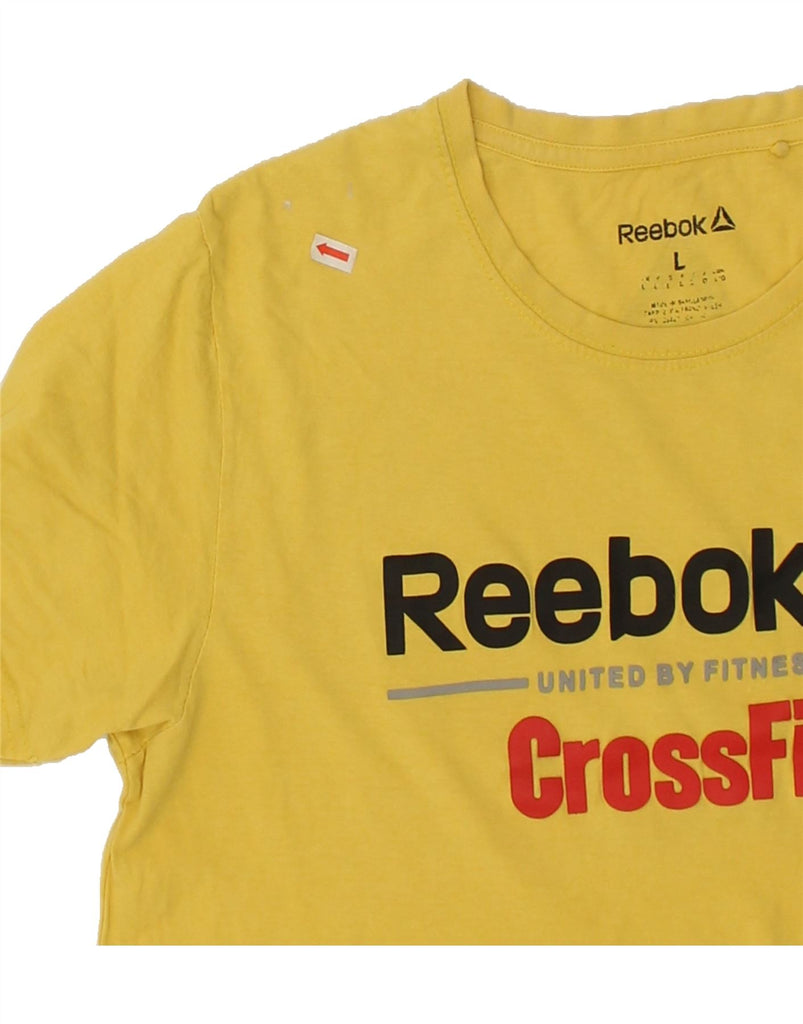 REEBOK Mens Graphic T-Shirt Top Large Yellow | Vintage Reebok | Thrift | Second-Hand Reebok | Used Clothing | Messina Hembry 