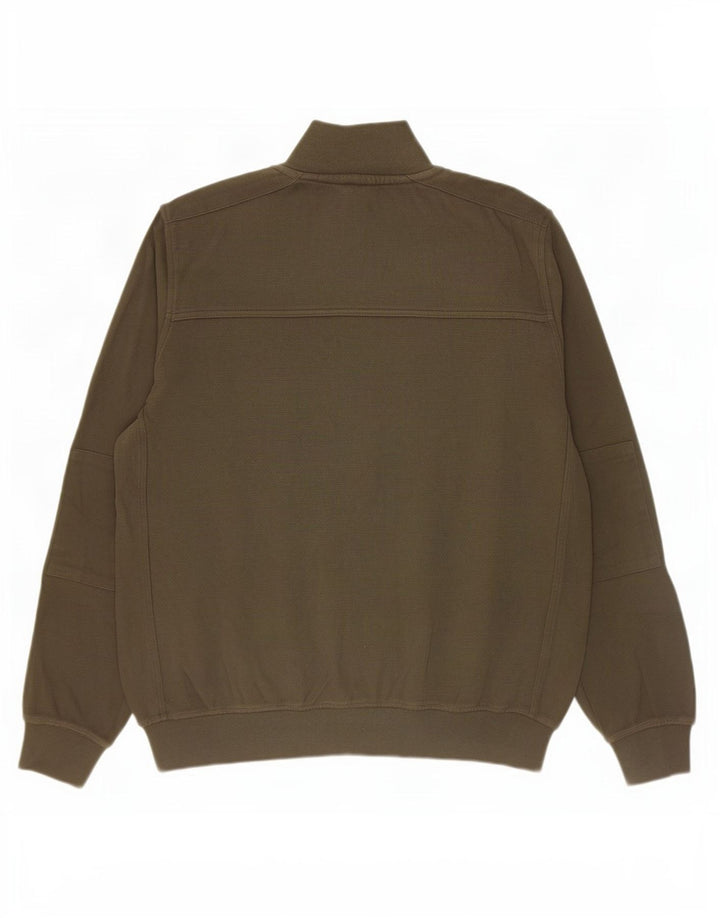 Lacoste Mens Button Neck Jumper Sweater Size 4 Medium Khaki Cotton