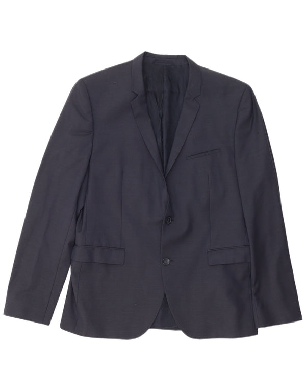 Hugo Boss Mens 2 Button Blazer Jacket UK 54 2XL Navy Blue Wool
