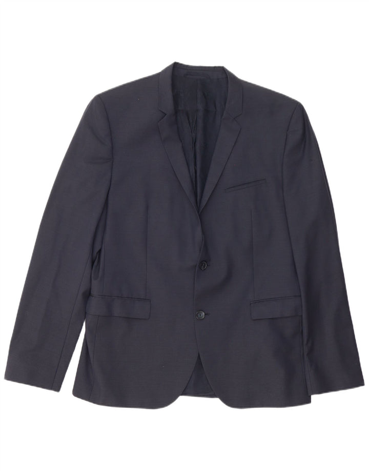 Hugo Boss Mens 2 Button Blazer Jacket UK 54 2XL Navy Blue Wool