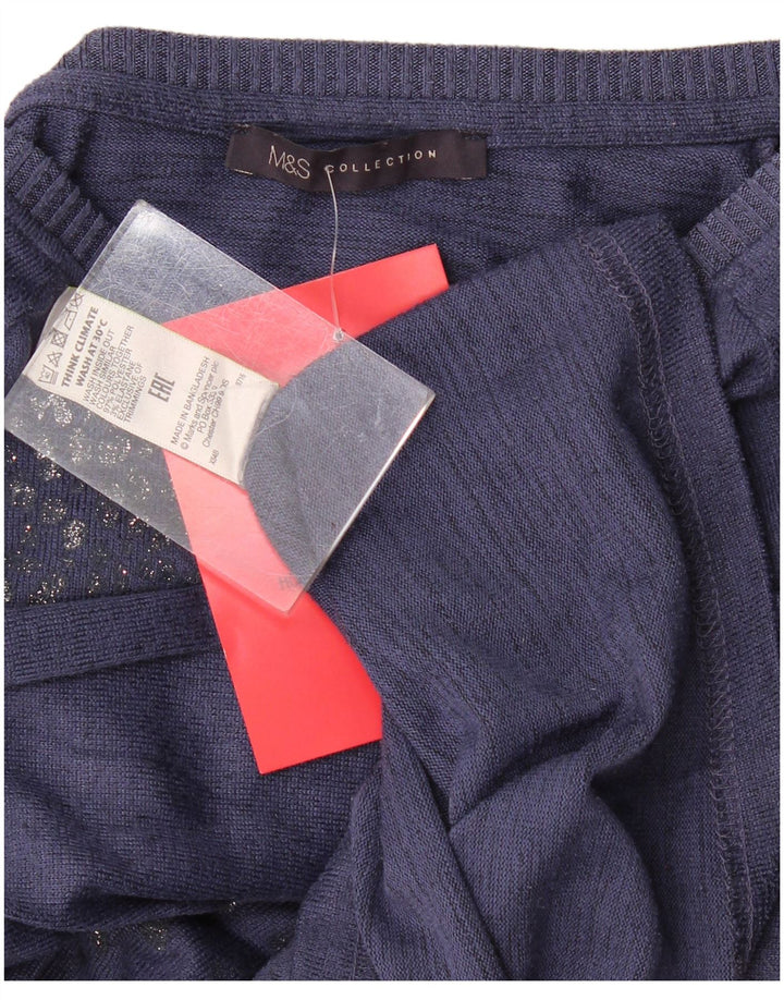 Marks & Spencer Womens Long Sleeve Tunic Top UK 10 Small Navy Blue