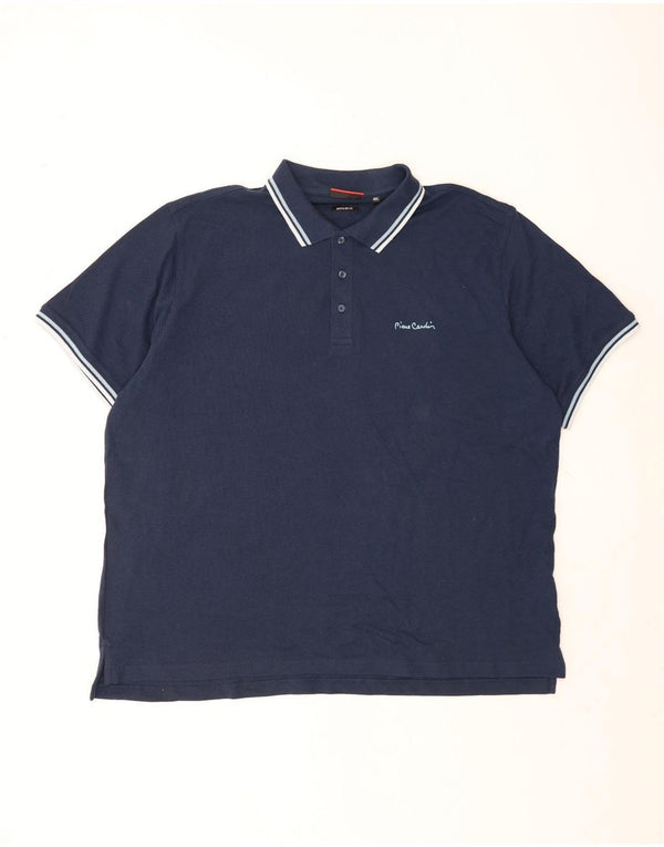 Pierre Cardin Mens Regular Fit Polo Shirt 4XL Navy Blue Striped Cotton