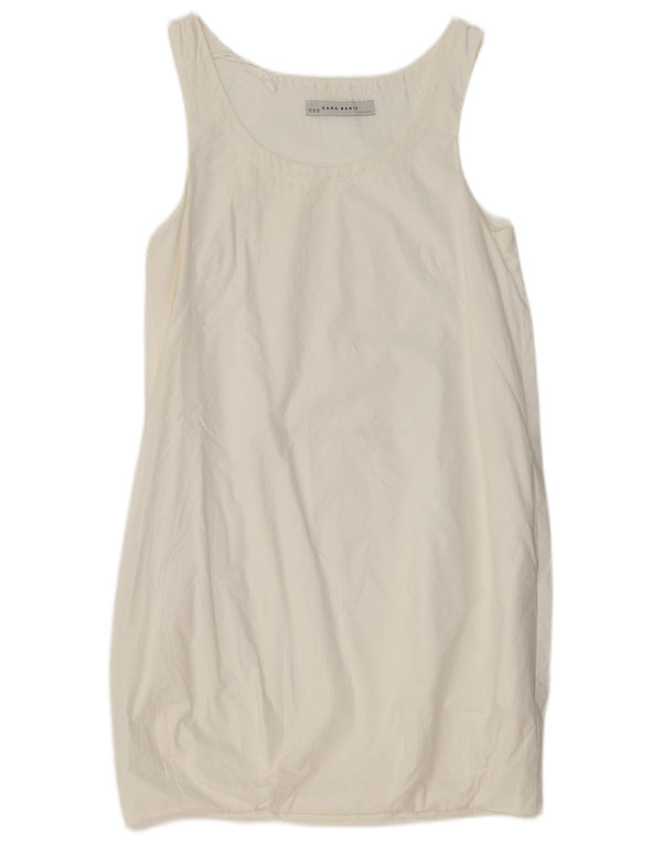 Zara Womens Sleeveless Shift Dress UK 6 XS White Cotton