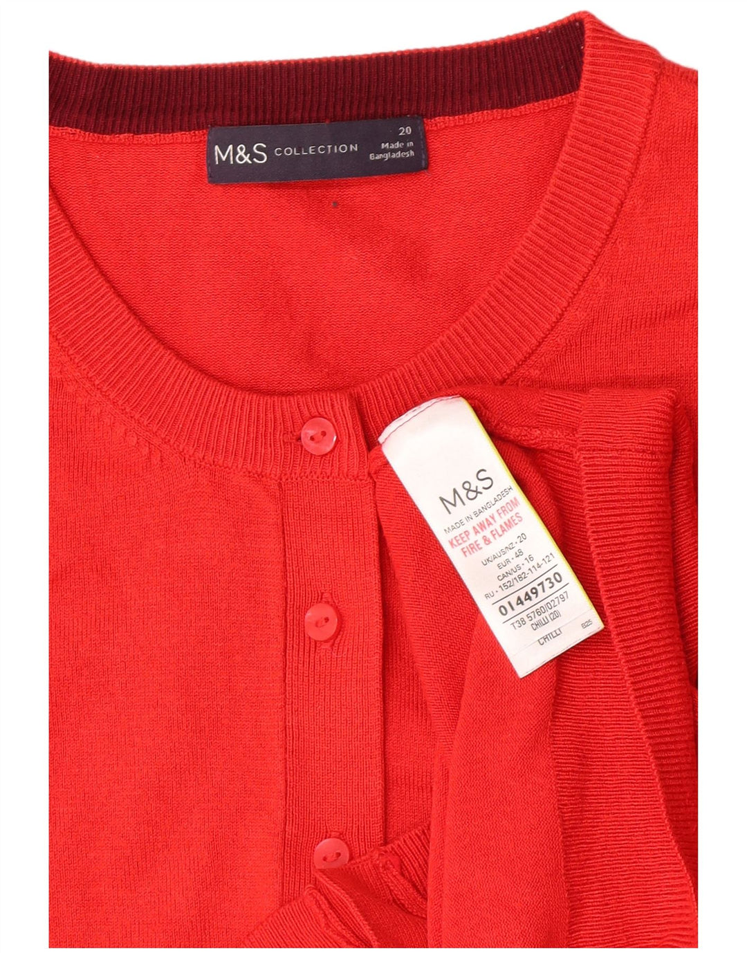 Marks & Spencer Womens Cardigan Sweater UK 20 2XL Red Viscose
