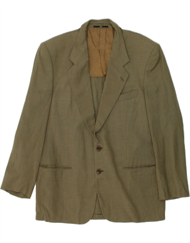 VALENTINO Mens Slim 2 Button Blazer Jacket IT 52 XL Khaki Wool | Vintage Valentino | Thrift | Second-Hand Valentino | Used Clothing | Messina Hembry 