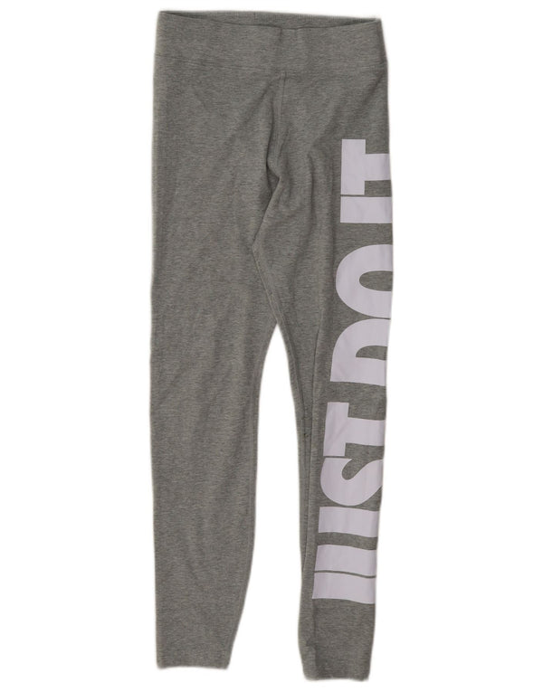 Nike Womens Graphic Leggings UK 10 Small Grey Cotton