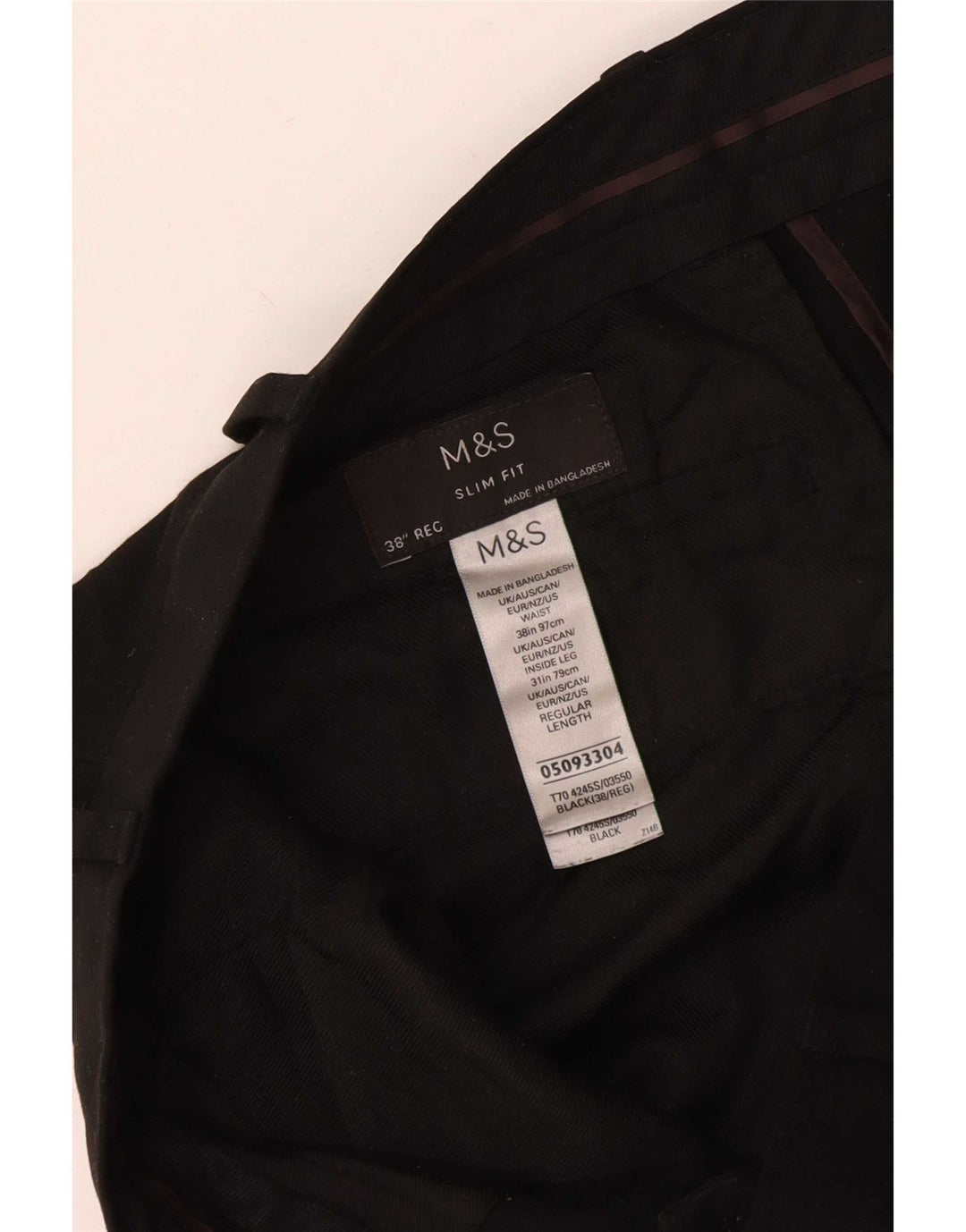 Marks & Spencer Mens Slim Fit Suit Trousers W38 L28 Black Polyester