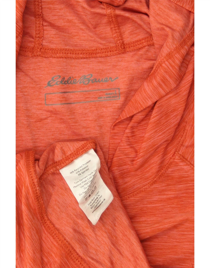 Eddie Bauer Womens Hoodie Jumper UK 16 Large Orange Flecked Polyester