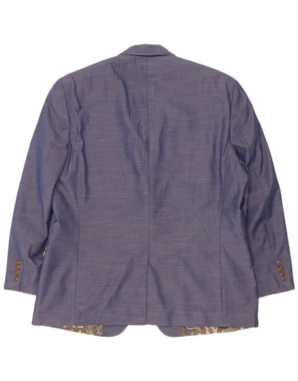 Chaps Mens 2 Button Blazer Jacket UK 46 3XL Blue Flecked Polyester
