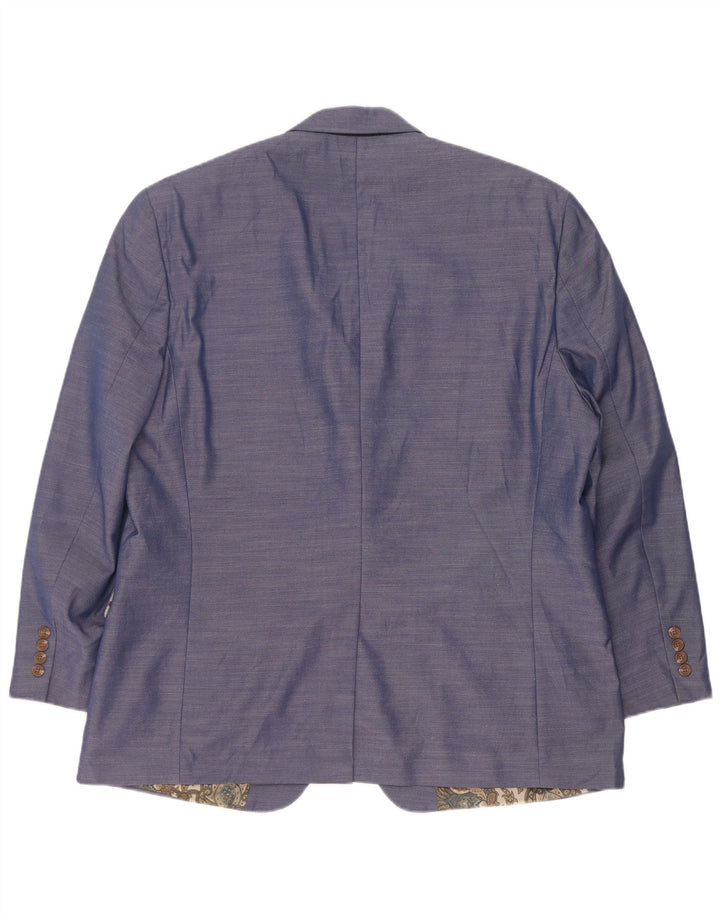 Chaps Mens 2 Button Blazer Jacket UK 46 3XL Blue Flecked Polyester