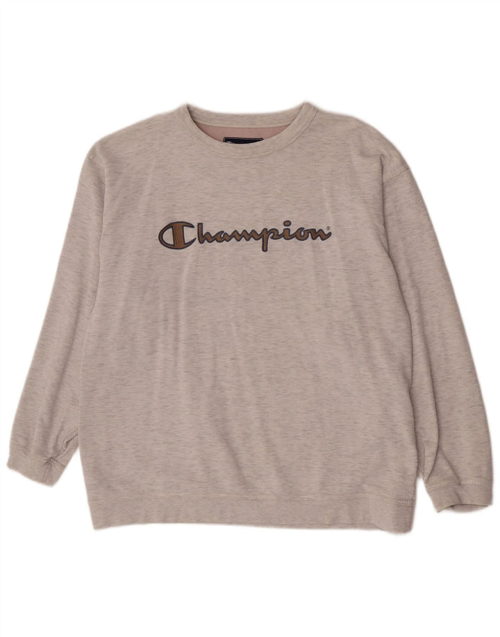 Champion Mens Graphic Sweatshirt Jumper Large Grey Flecked Cotton