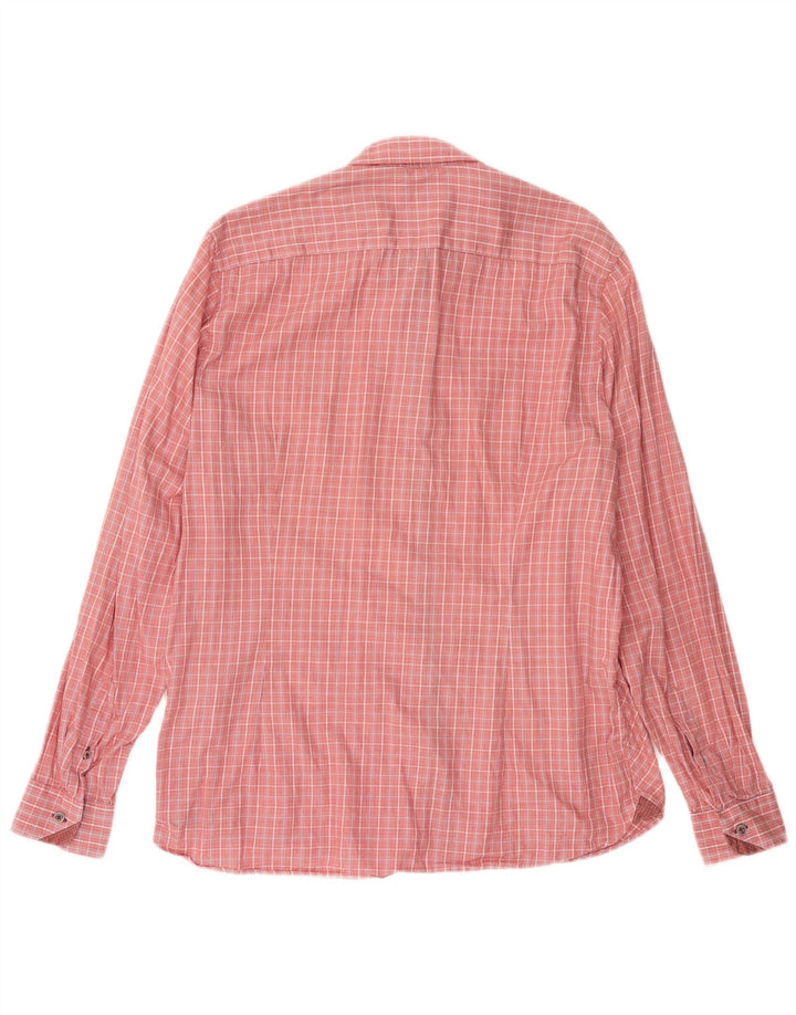 TED BAKER Mens Shirt Size 5 XL Pink Check Cotton