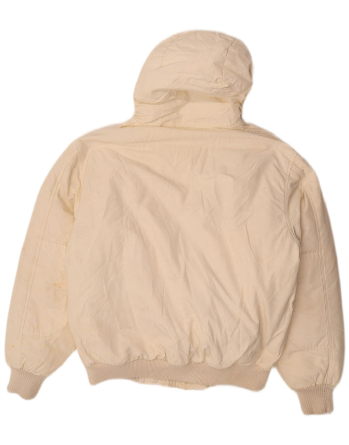 Woolrich Mens Hooded Padded Jacket UK 40 Large Off White Cotton