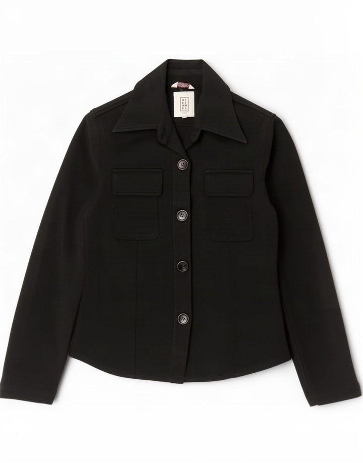 Stefanel Womens Bomber Jacket IT 38 XS Black Polyamide