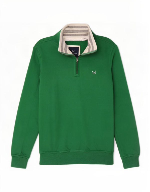 Crew Clothing Mens Zip Neck Sweatshirt Jumper XS Green Cotton