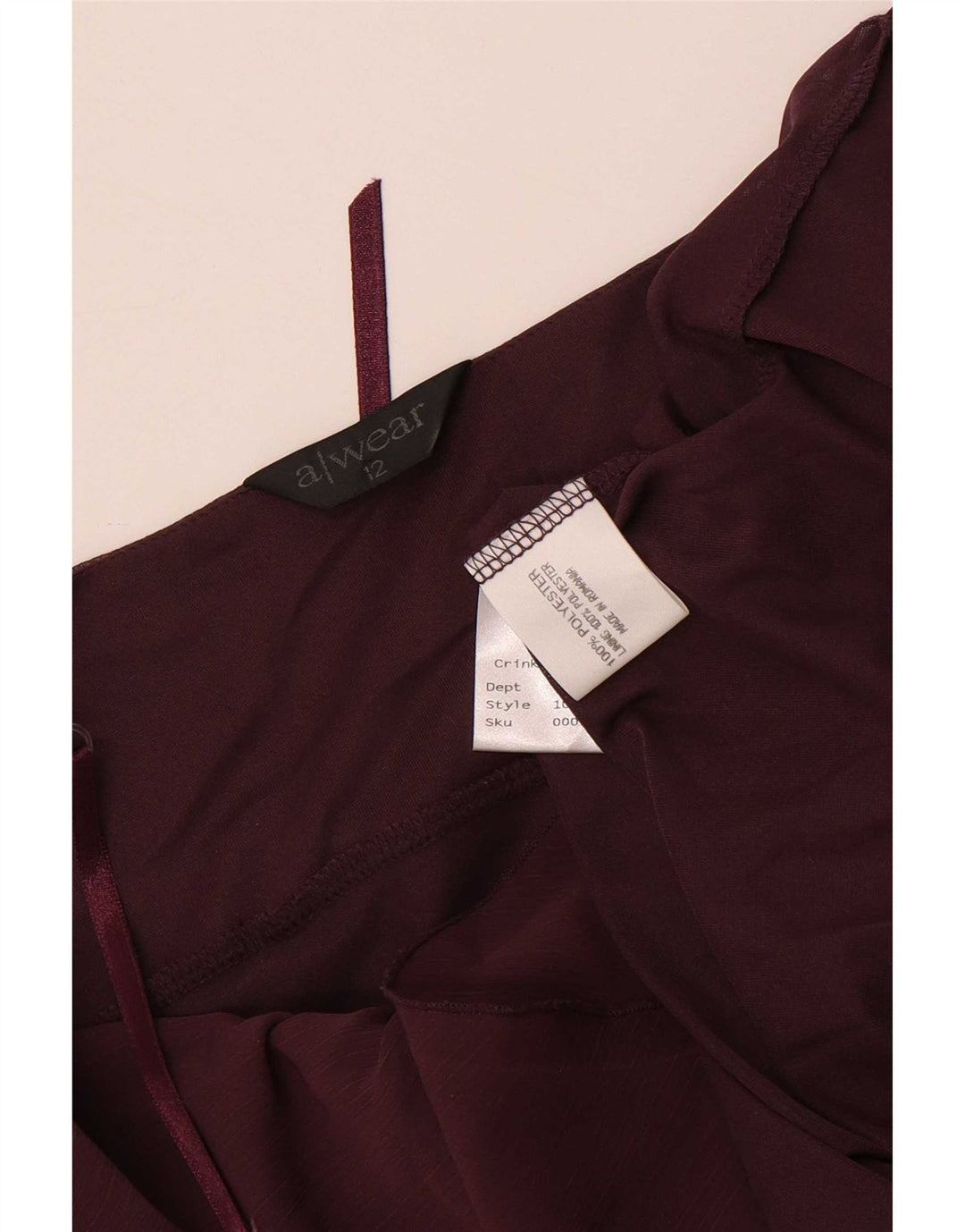 A Wear Womens Asymmetric Cami Top UK 12 Medium Burgundy Floral Polyester