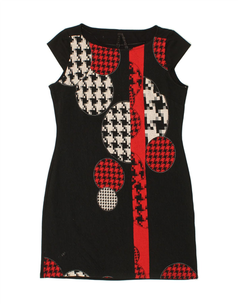 DESIGUAL Womens Sheath Dress UK 18 XL Black Geometric Cotton | Vintage Desigual | Thrift | Second-Hand Desigual | Used Clothing | Messina Hembry 