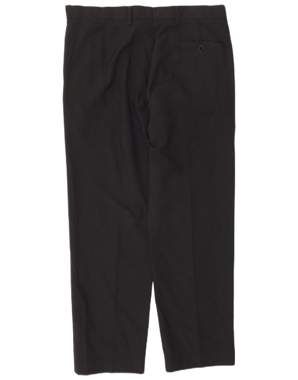Marks & Spencer Mens Regular Suit Trousers W34 L29 Black Polyester