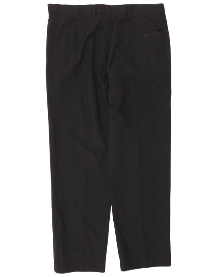 Marks & Spencer Mens Regular Suit Trousers W34 L29 Black Polyester