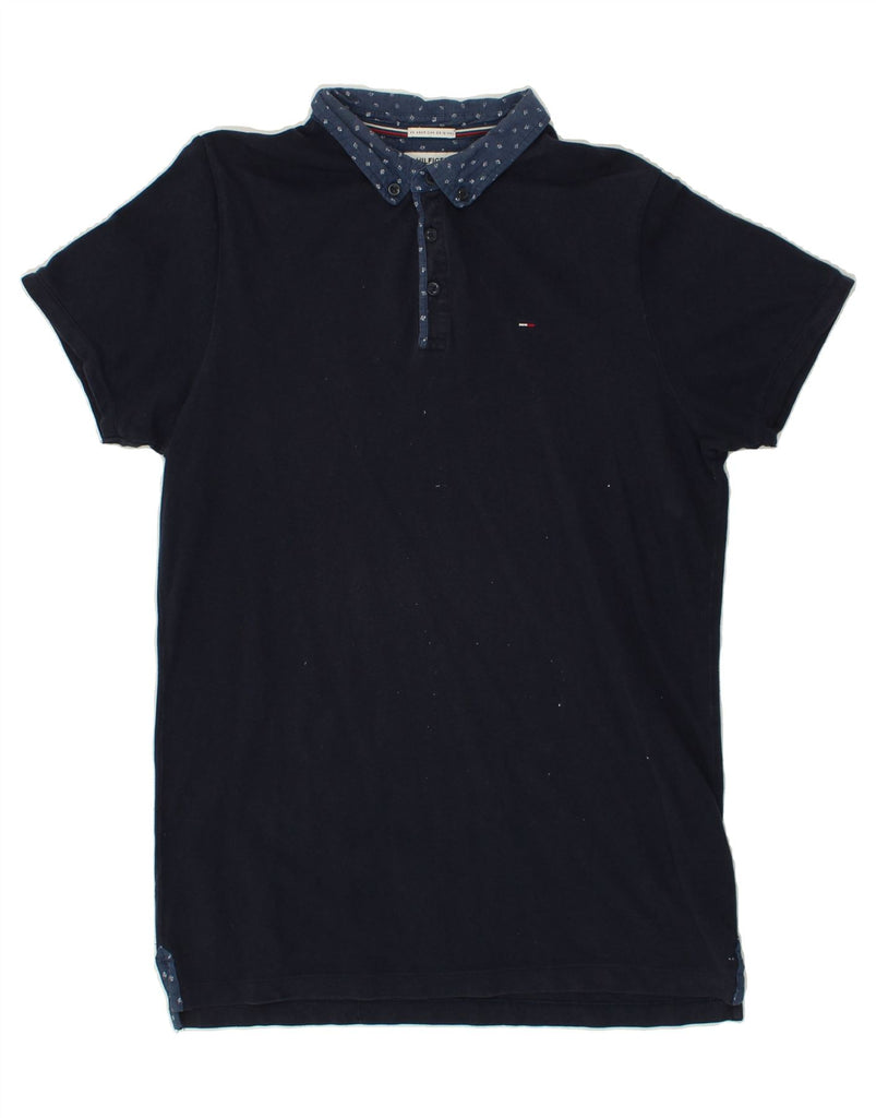 TOMMY HILFIGER Mens Slim Polo Shirt XL Navy Blue Cotton | Vintage Tommy Hilfiger | Thrift | Second-Hand Tommy Hilfiger | Used Clothing | Messina Hembry 