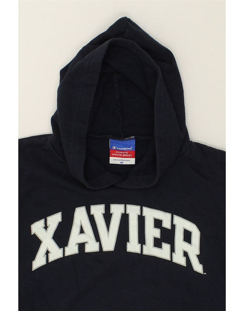 CHAMPION Boys Xavier Graphic Hoodie Jumper 9-10 Years Medium Navy Blue | Vintage Champion | Thrift | Second-Hand Champion | Used Clothing | Messina Hembry 