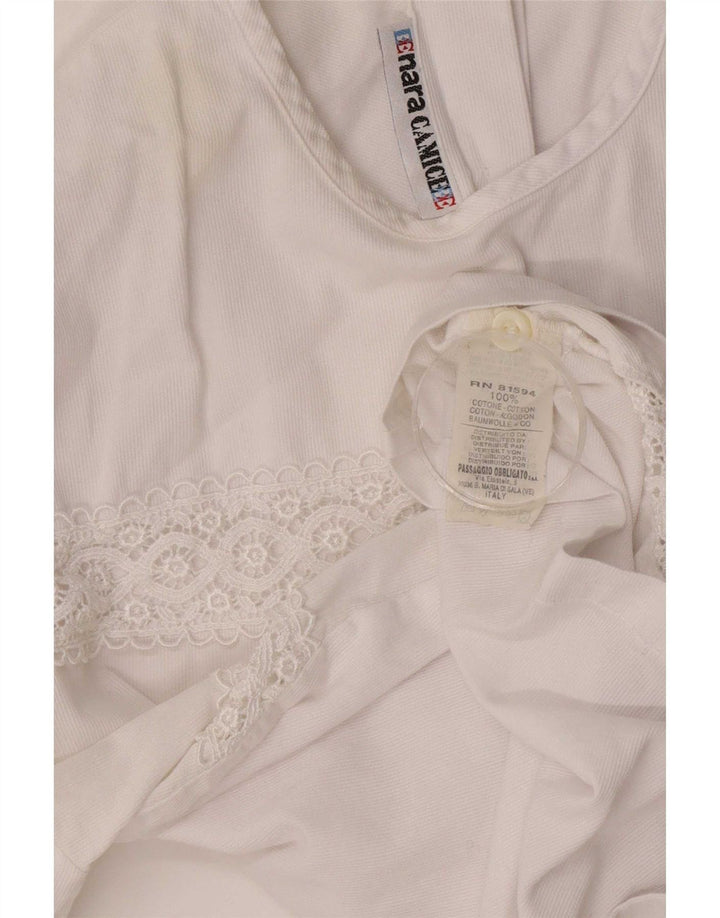 Naracamicee Womens Blouse Top UK 12 Medium White Cotton