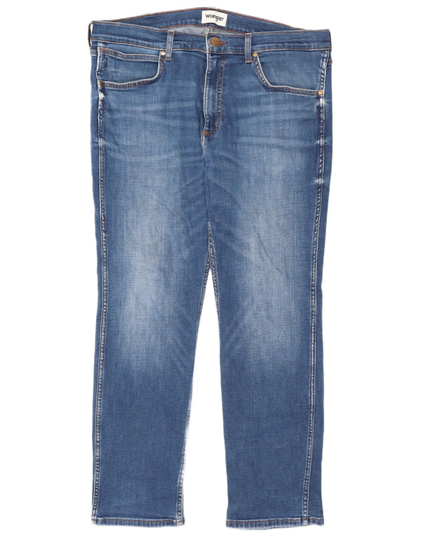 Wrangler Mens Greensboro Straight Jeans W35 L30 Blue Cotton