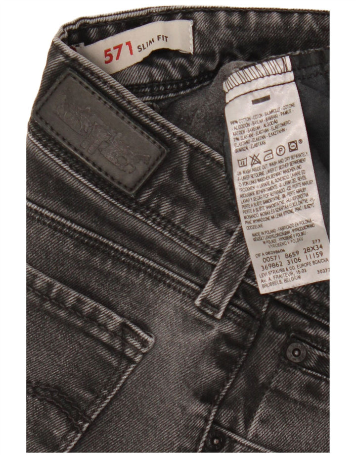 Levi's Womens 571 Slim Jeans W28 L34 Black Cotton