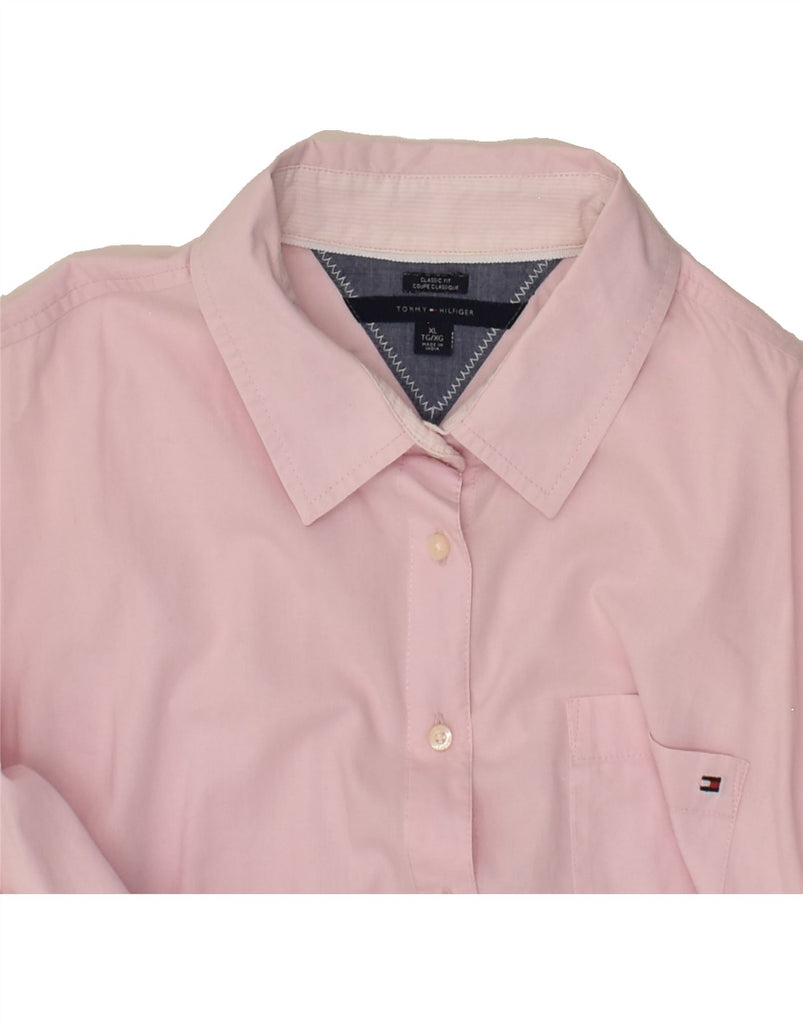 TOMMY HILFIGER Womens Classic Fit Shirt UK 18 XL Pink Cotton | Vintage Tommy Hilfiger | Thrift | Second-Hand Tommy Hilfiger | Used Clothing | Messina Hembry 