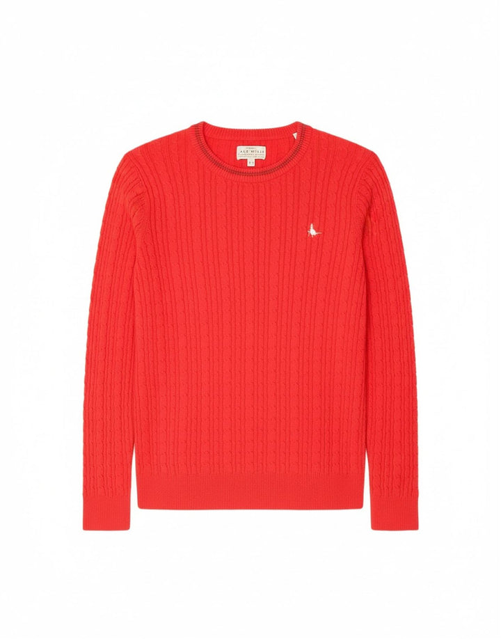 JACK WILLS Womens Crew Neck Jumper Sweater UK 12 Medium  Red Cotton