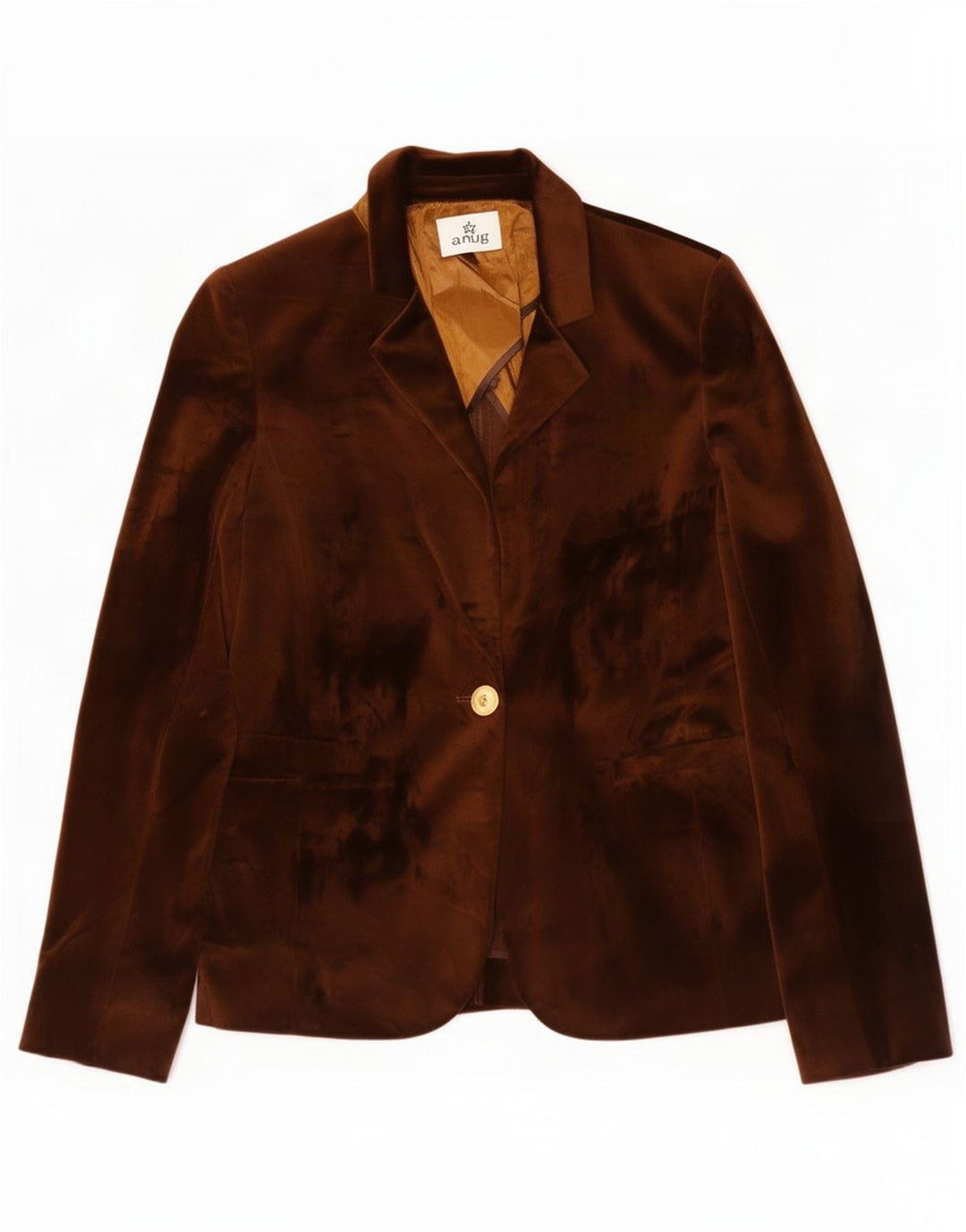 Vintage Womens Velour Blazer Jacket IT 42 Medium Brown Polyester