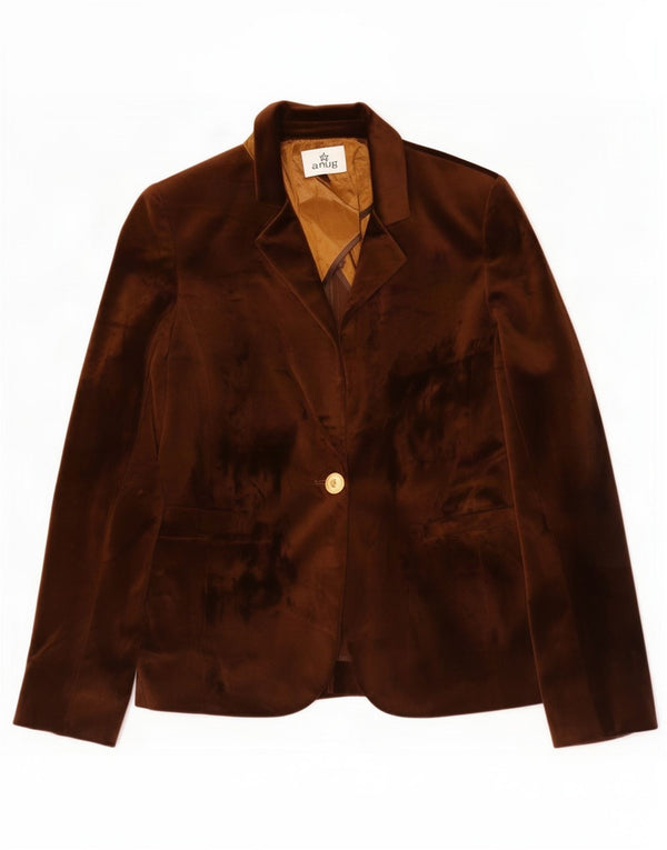 Vintage Womens Velour Blazer Jacket IT 42 Medium Brown Polyester
