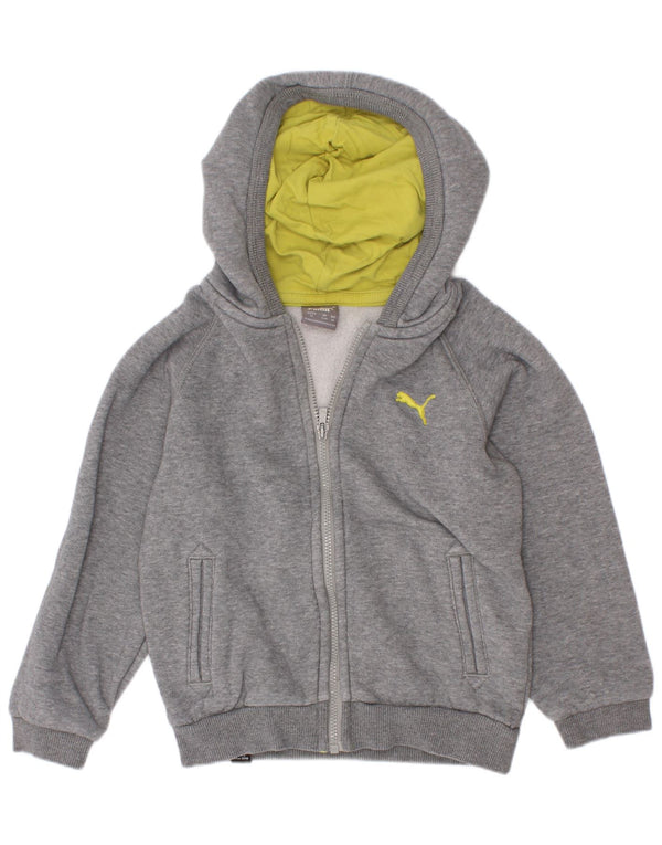 Puma Boys Zip Hoodie Sweater 2-3 Years Grey Flecked Cotton