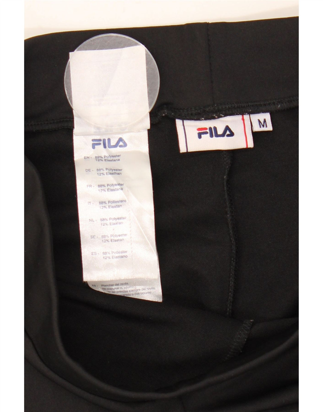 FILA Womens Graphic Leggings UK 12 Medium  Black Polyester