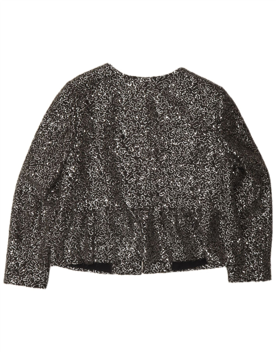 Marks & Spencer Womens Full Zip Sequin Blazer Jacket UK 14 Medium Silver