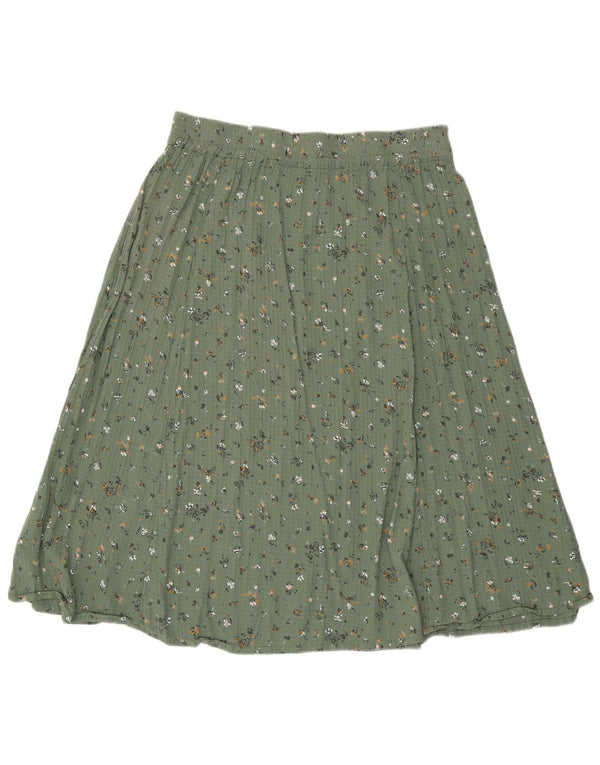 Fat Face Womens A-Line Skirt UK 18 XL W36  Green Floral Viscose